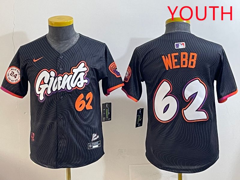 Youth San Francisco Giants #62 Webb Black Joint Name 2025 Nike MLB Jersey style 7